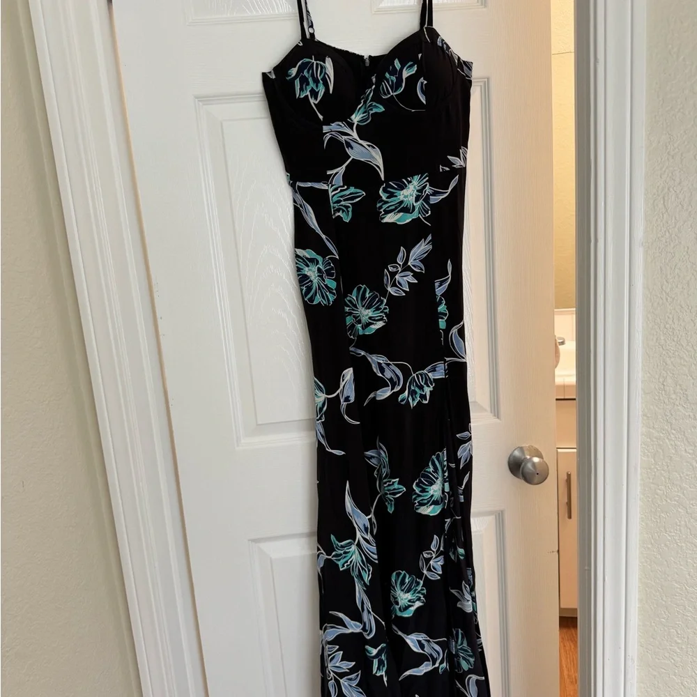 Yumi Kim Silk Bustier Maxi Dress with Blue Floral Design - Picture 4 of 8